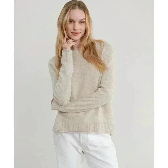 Jenni Kayne Everyday Sweater XS Oatmeal Beige Cream Wool Cashmere Blend Pullover - Picture 1 of 11